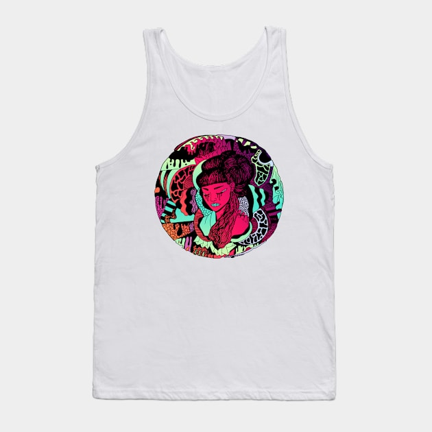 Blue Red Blend Circle of The Geisha Tank Top by kenallouis